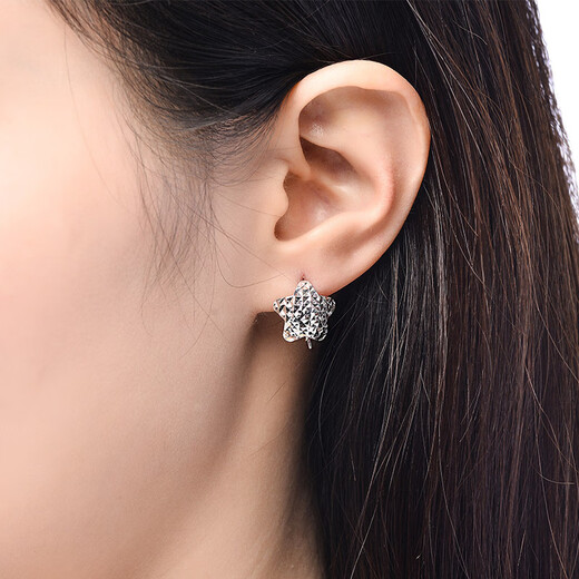 Yuan Shengfu's new PT950 fashion boutique star platinum ear hooks, fashionable and versatile platinum earrings, ear pins 1.57g