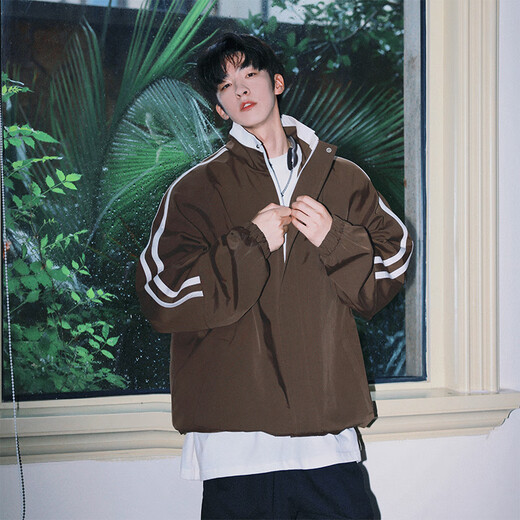 Shelley Jones Chaqueta de manga larga a rayas coreanas para hombres 2025 Primavera y otoño Nuevo color de gran tamaño en contraste de la chaqueta deportiva informal