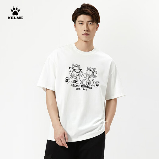 
KELME short-sleeved T-shirt men's summer new pure cotton loose casual short t football trendy cultural shirt 9224TX1057 white M