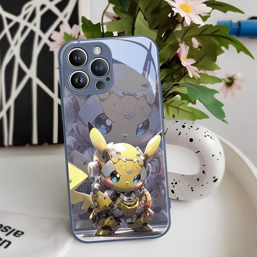 Belle dix cents (MSMF) style mécanique Pikachu adapté à la casse de téléphone mobile Xiaomi Animation Trendy Men's Cartoon's Cool Mech Windshield Shell Internet Personalité Créative Niche Couple haut de gamme Modèle féminin Pokémon [Glass Lavender] Mech Style-BL9754 Redmi K70E