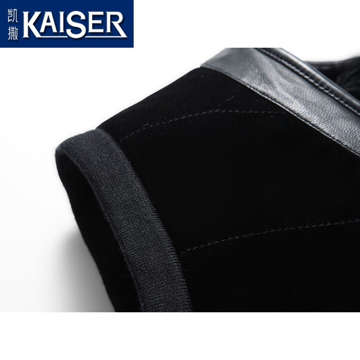 Caesar Fell integrierte Weste Männer plus samt verdickte Lammfell Goldener Samt Wolle Weste Männergeschäft und Regierung echte Leder-Schultermänner Schwarze XL (175) Geeignet für Gewicht 115-130 Jin [Jin gleich 0,5 kg]