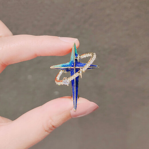 VAN OCEAN ANNORA Planet Universe Brooch Men and Women Couple Pin Collar Pin Cardigan Suit Jacket Four-pointed Star Cross Star A1421-1 Cross Ring Star A22-207
