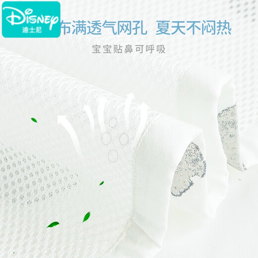 Disney baby bed circumference summer breathable mesh pure cotton anti-collision baby splicing bedding spring and summer thin fence soft bag four-sided circumference + bed sheet + bedside back Notes color 120*65cm