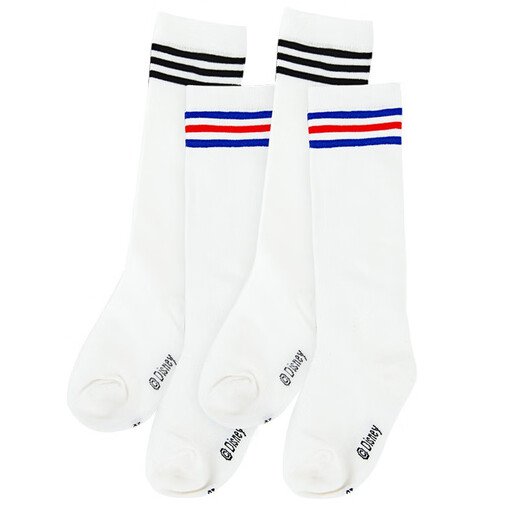 Paw Paw Team Li Dagong children's stockings over the knee cotton pile thin student girls mid-stocking socks summer boys high-top football socks SM3663 (2 pairs of white black stripes + blue and red stripes) 16-18 (recommended for 4-6 years old)