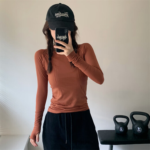 Jincheng Yoga Wear Women's Quick-Drying Round Neck Sports Running Fitness Clothes Slim Fit Pilates Breathable Long Sleeve T-Shirt D19083 Blue Purple Gray 4=S Recommended 80-100Jin Jin is equal to about 0.5 kg