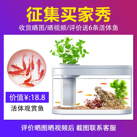 Drawing method geometric intelligent ecological lazy fish tank C180 living room small fish tank filter with light one-click water change 38cm long