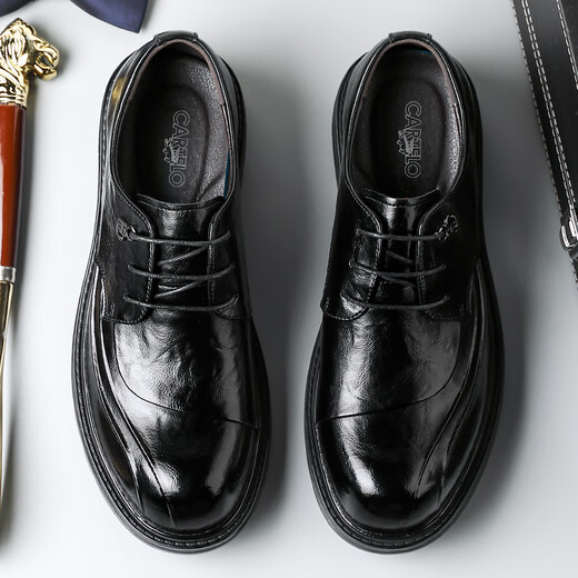 Cartelo British Herren Lederschuhe dicker alleinerhöhenverbesserter Geschäfte Casual Schuhe runden Zehen weich