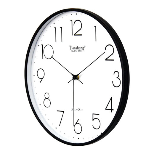 Tiansheng wall clock living room silent perpetual calendar calendar simple creative quartz clock fashionable bedroom clock modern pastoral clock European wall watch 3603 black without calendar