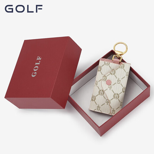 Golf (GOLF) key bag for women multifunctional key bag small mini keychain card bag key bag two-in-one beige with cherry powder