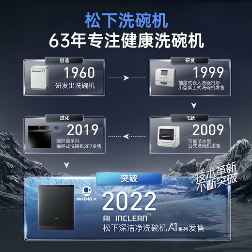 Panasonic built-in dishwasher 15+2 sets, newly upgraded 5A washing system, Nanoyi 30-day level 1 storage, drying and sterilization, large capacity balcony independent 1KD