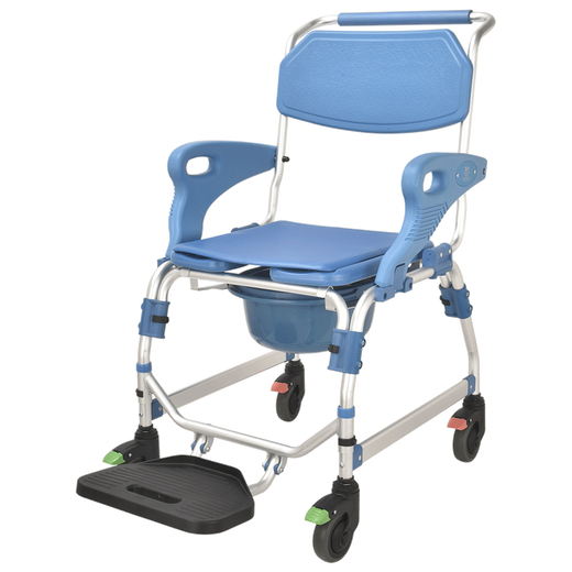 
Wei Yikang Disabled People's Wheeled Bath Chair Shower Chair Elderly Thickened Reinforced Toilet Chair Indoor Bathroom Toilet Aluminum Alloy Mobile Toilet Stool 698A Four-wheeled Brake