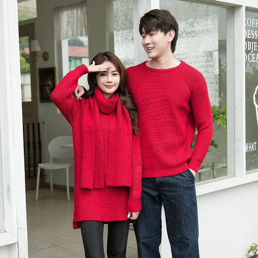 BUBBLE ORANGE parent-child red sweater Horse Year clothes autumn and winter round neck mother-daughter skirt family wear sweater for a family of three and four burgundy mother size S (recommended 90-105 Jin Jin equals 0.5 kg)