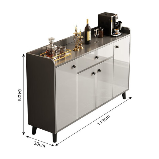 Kenosu tea cabinet, side cabinet, storage cabinet, living room wall storage cabinet, light luxury tea cabinet, storage rack, storage cabinet, meal cabinet, recommended [four doors and one drawer] sky gray 120*30*84