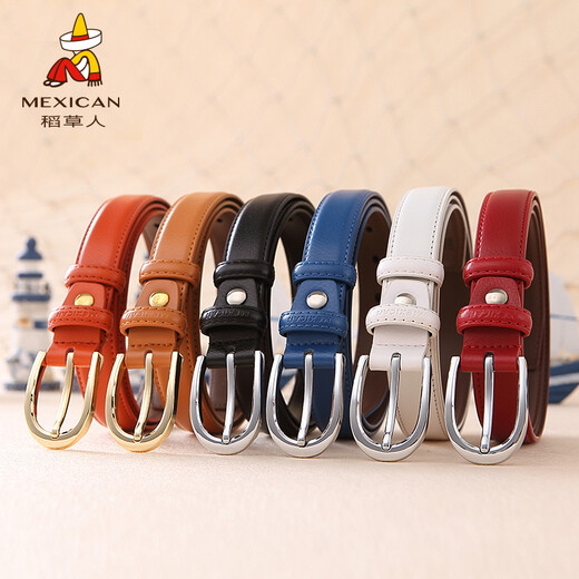 
Scarecrow belt for women's pin buckle simple and versatile Korean version black decorative women's belt versatile belt for girlfriend's zodiac year 683 black glossy style