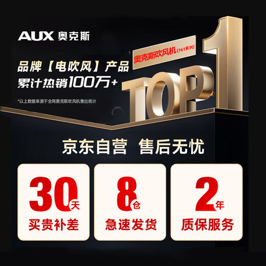 AUX hair dryer household high power 2000W constant temperature hair dryer high wind speed drying hair dryer barber shop special hair dryer black hair dryer AH7610