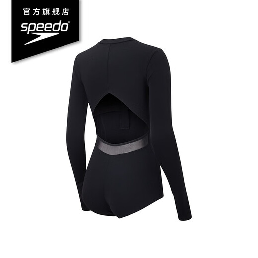 Speedo Swimsuit Women's Electric Matrix Black Label Hero4.0 Replica Shark Skin Racing Long Sleeve Hot Spring One-piece Boxer Swimsuit Black/Light Purple M (Height 158-165cm, Weight 50-57kg)