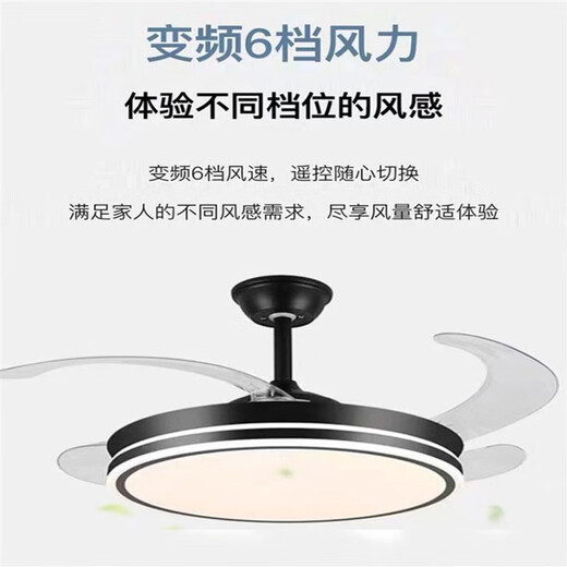 雷士照明家用卧室餐厅风扇简约现代灯扇一体客厅灯具隐形风扇灯具 单边白42寸三色-遥控