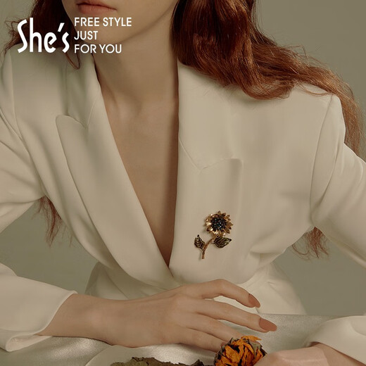 She s Akiko Van Gogh Sunflower Original Handmade Beaded Crystal Brooch High-End Exquisite Corsage Pin Birthday Gift for Women Golden Sunflower D0