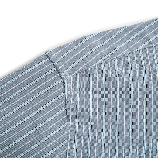 Dances with Wolves, comfortable pure cotton, autumn and winter fashionable striped versatile casual men's long-sleeved shirt 009 blue gray 170