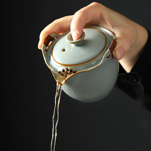 Dongmingtang Ru kiln hand holding pot anti-scalding ceramic teapot single pot large capacity kung fu tea set teacup set teapot for home use Ru kiln hand holding pot (single pot 1) simple package 270ml