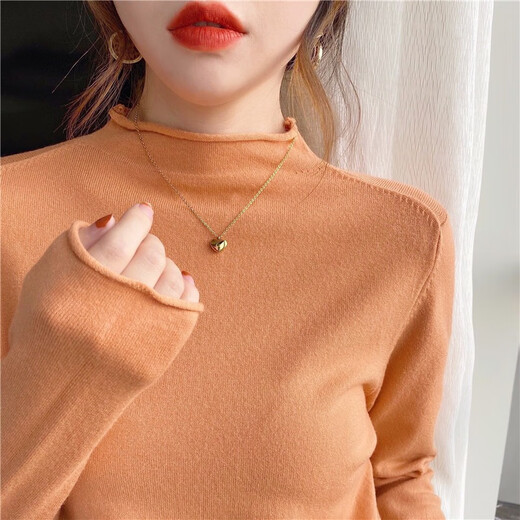Feili Mushang Fashionable Half-Turnneck Sweater for Women in Autumn and Winter Design Thin Slim Slim Long Sleeve Top Base Sweater 681 White M