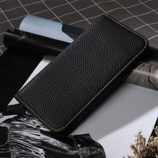 HANATORA iPhone17/16/15Promax mobile phone case genuine leather flip cover Apple 14Pro mobile phone case light luxury leather case high-end business men and women high-end all-inclusive anti-fall Air black丨first-layer cowhide iPhone 17 ProMax