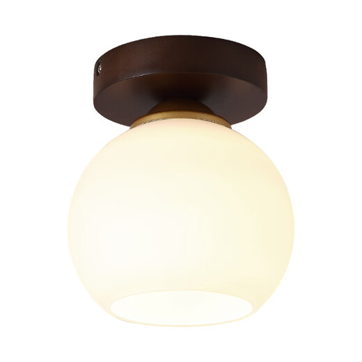 Copper Heart Wood Balcony Light Nordic Solid Wood Walnut Color Small Ceiling Light Chinese Cloakroom Entrance Hallway Entrance Hallway Lighting P1503 Square Model (without light source)