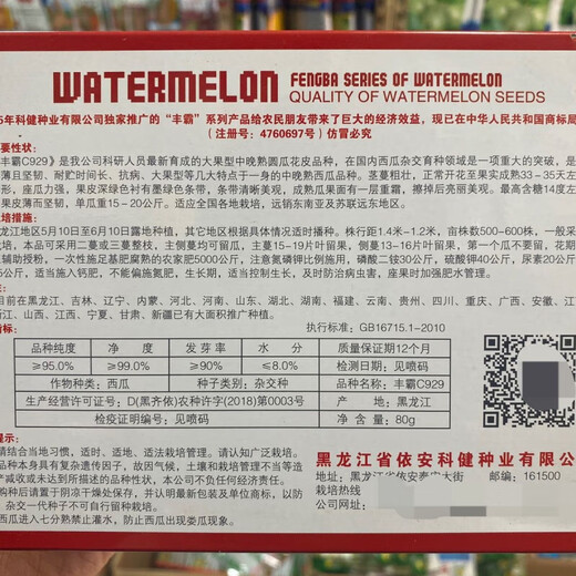 Fengba C929 watermelon seed round melon with thin skin, super sweet, medium and late maturity, high yield and disease resistance base, special for Fengba C929 one can (80g)