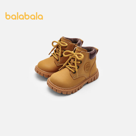 Boots pour enfants de Balabara, chaussures pour enfants, bottes de bébé Martin, bottes courtes d'automne et hiver, chaussures confortables à la mode et sans glissement, jaune terreux peu profond 30701 taille 23