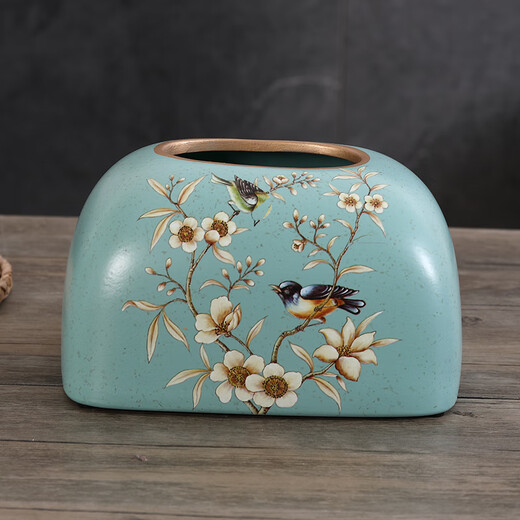 
Tira European tissue box ornament living room cardboard box napkin American creative ceramic Nordic dining table coffee table ins paper draw 1047 blue warbler blossom