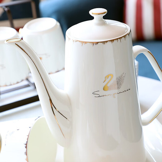 Pinlaiyun home water cup set ceramic simple living room drinking set cup Nordic water set family bone china tea cup light luxury cup Rocky water set 9 pieces (6 cups 1 pot + tea tray shelf)