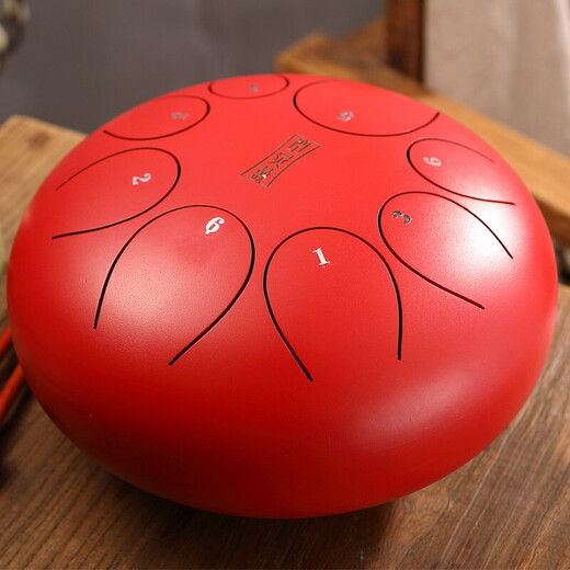 Huashu ethereal drum steel tongue drum color empty drum mysterious empty drum forgetful drum empty bell drummer disc beginner percussion instrument C key round tongue 8-tone red 10 inches