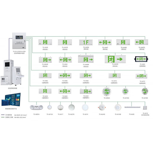 集中电源控制型消防应急照明灯具吸顶嵌墙式疏散照明 TS-ZFJC-E5W-6624G 嵌入式