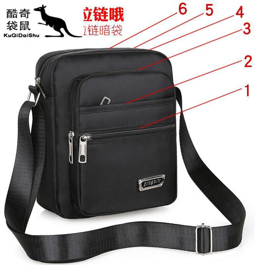 
KUQIDAISHU men's bag casual shoulder bag Oxford cloth small backpack men's bag casual crossbody bag canvas bag portable business trend Y3519 four-pull-black