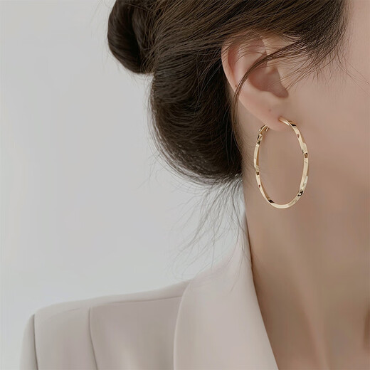 Youfang simple hoop plain hoop earrings for women niche design cold style ear hoop earrings 2025 new trendy silver pair