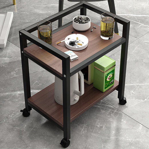 Zhuobo coffee table small table tea table mahjong table side table sofa side table storage rack tea cabinet CJ03 double layer black walnut color