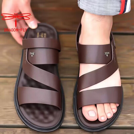 Red Dragonfly; RED DRAGONFLY same Dragonfly brand beach shoes for men's summer 2024 new sandals for wear dual-purpose driver leather sandals brown. It is smaller in size and recommended to choose one size larger in size 39
