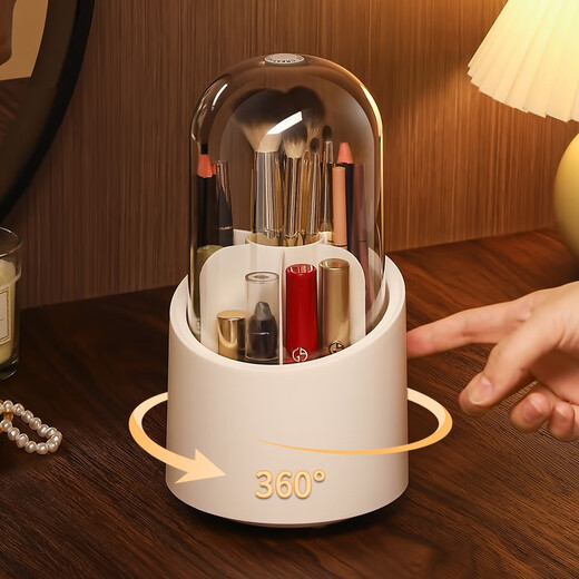 KAMAN makeup brush storage tube dust-proof rotating large-capacity cosmetics storage box desktop lipstick eye shadow storage rack pen holder dust-proof rotating brush tube twilight white 1 piece