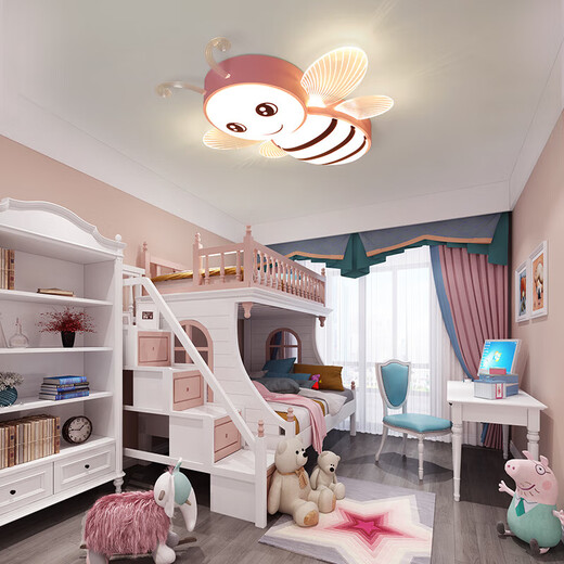 Yongzhi flagship children's room lamp girls boys eye protection children's room LED bedroom lamp creative ceiling lamp balcony room KT cat pink 39CM three-color light LED eye protection style