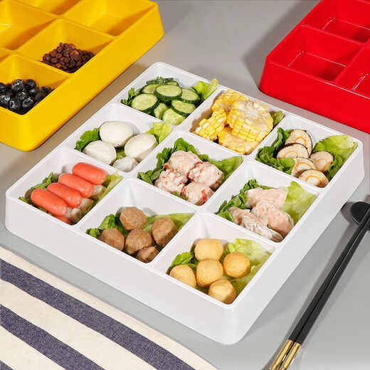Danube mengmemide à quatre grilles plateau à six grilles imitation porcelaine neuf grille assiette commerciale en plastique commercial bullette de snack bilack blifère b à neuf blanc + petite assiette