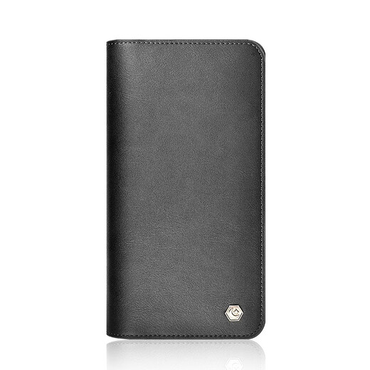 兰里斯卡双手机收纳包适用苹果iphone华为小米vivo真皮保护套牛皮手拿钱包 曜岩黑【双手机收纳包】