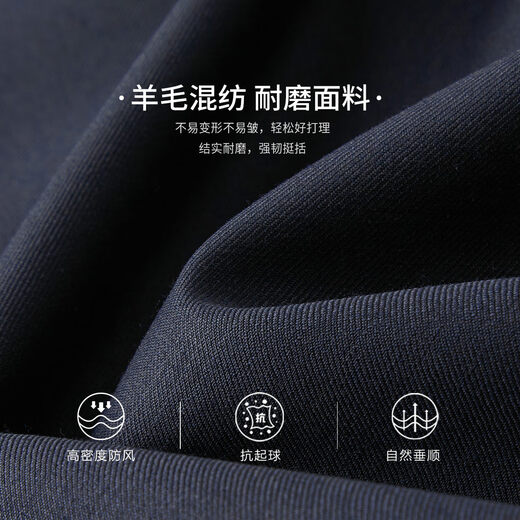 Shanshan Wool Suit Men's Four Seasons Business Casual Flat Lapel Suit Groomsman Best Man Wedding Slim Dress Men's Navy XL 180/96A(50A) 180/86A(34)