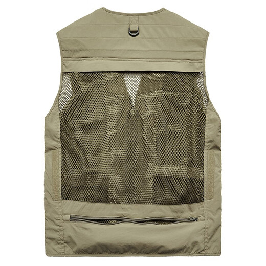 JP 春夏秋薄款男装马甲多口袋速干登山摄影外套9898 9898卡其色 3XL(适合170斤-185斤)