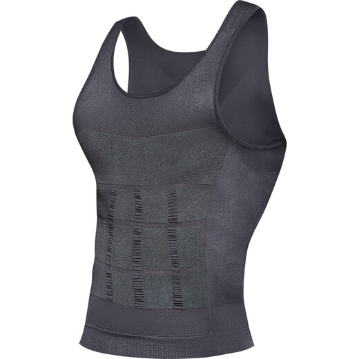 AIHUOLI Tummy Control Vest Men's Body Shaping Top Body Shaping Clothes Corset Waist Tight Shaping Corset Sports Bra Body Concealing Artifact Gray L Weight 160-200Jin Jin is equal to 0.5 kg