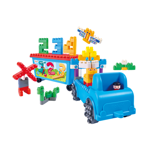 Hape polym building blocks, flexible large particles, safe and chewable truck trailer blocks, men, women and children's toys, fun digital storage truck cover 1.5-5Y