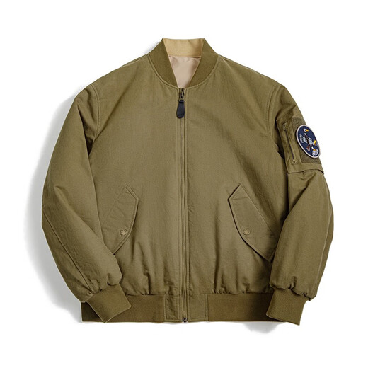 马登工装 美式复古双面穿MA1飞行员夹克棉服夹棉棒球服上衣外套男春季 A面军绿/B面卡其 XL