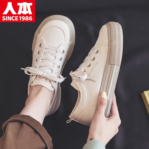Chaussures en toile Renben For Men's Men's Trendy Breathable Casual Trend 2025 Printemps et automne Sports polyvalents tendance Chaussures basses Small White Beige 22067 42 STYLE MENS