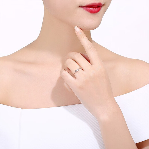 ZLF (ZLF) PT950 platinum ring for women, three-dimensional love ring, heart-to-heart, size 13 - 1.66g