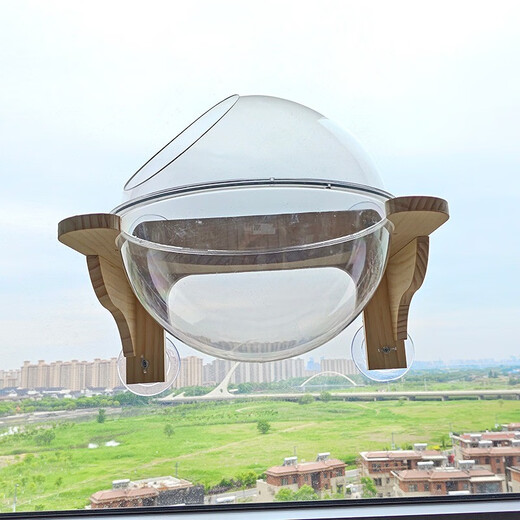 吸盘猫墙壁挂式免打孔玻璃猫爬架吊床实木猫窝豪华大型梯子太空舱猫抓板耐磨耐抓磨爪猫玩具上墙家具 小跳台