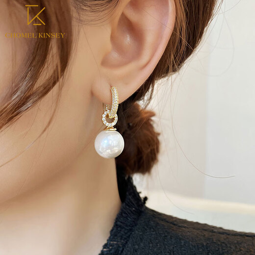 CHOMEL KINSEY Pearl Earrings Women's High-end Earrings 2025 New Trendy Niche Design Earrings Women's Chinese Valentine's Day Gift Large Pearl Pendant Earrings